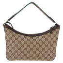 GUCCI GG Canvas Web Sherry Line Shoulder Bag Beige Silver 145812 Auth 178330A-3