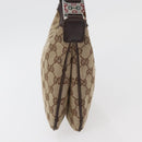 GUCCI GG Canvas Web Sherry Line Shoulder Bag Beige Silver 145812 Auth 178330A-4