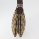 GUCCI GG Canvas Web Sherry Line Shoulder Bag Beige Silver 145812 Auth 178330A-5