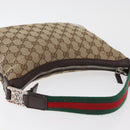 GUCCI GG Canvas Web Sherry Line Shoulder Bag Beige Silver 145812 Auth 178330A-6