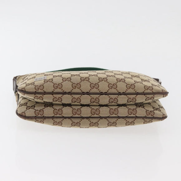 GUCCI GG Canvas Web Sherry Line Shoulder Bag Beige Silver 145812 Auth 178330A