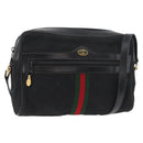 GUCCI GG Canvas Web Sherry Line Shoulder Bag Black Gold 001 4071 5 Auth 178333A-1
