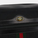 GUCCI GG Canvas Web Sherry Line Shoulder Bag Black Gold 001 4071 5 Auth 178333A-15