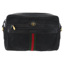 GUCCI GG Canvas Web Sherry Line Shoulder Bag Black Gold 001 4071 5 Auth 178333A-2