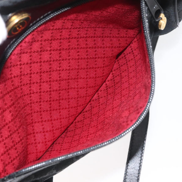 GUCCI GG Canvas Web Sherry Line Shoulder Bag Black Gold 001 4071 5 Auth 178333A