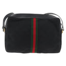 GUCCI GG Canvas Web Sherry Line Shoulder Bag Black Gold 001 4071 5 Auth 178333A-3