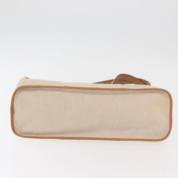 HERMES Cava Elan Shoulder Bag Canvas Leather Beige Brown Silver Auth 178335