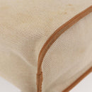 HERMES Cava Elan Shoulder Bag Canvas Leather Beige Brown Silver Auth 178335-15