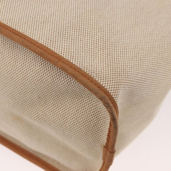 HERMES Cava Elan Shoulder Bag Canvas Leather Beige Brown Silver Auth 178335