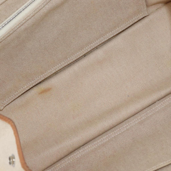 HERMES Cava Elan Shoulder Bag Canvas Leather Beige Brown Silver Auth 178335