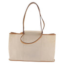HERMES Cava Elan Shoulder Bag Canvas Leather Beige Brown Silver Auth 178335-13