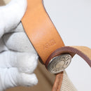 HERMES Cava Elan Shoulder Bag Canvas Leather Beige Brown Silver Auth 178335-12