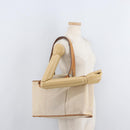 HERMES Cava Elan Shoulder Bag Canvas Leather Beige Brown Silver Auth 178335-23