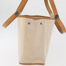 HERMES Cava Elan Shoulder Bag Canvas Leather Beige Brown Silver Auth 178335-4