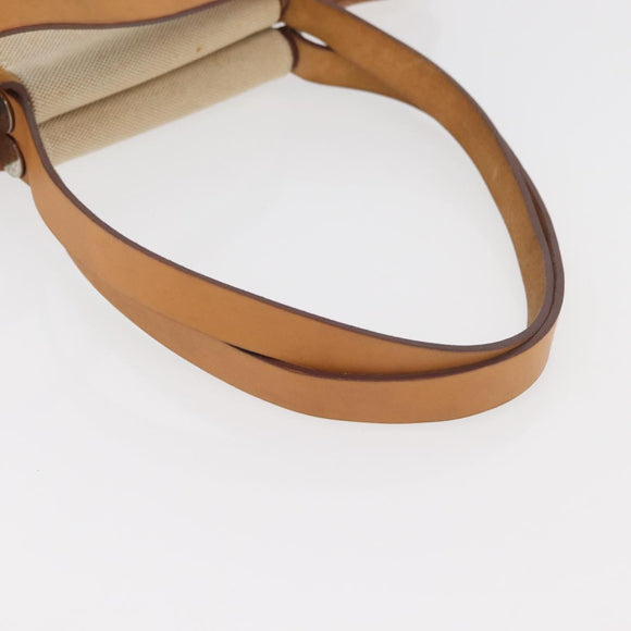 HERMES Cava Elan Shoulder Bag Canvas Leather Beige Brown Silver Auth 178335