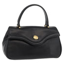 GIVENCHY Hand Bag Leather Black Gold Auth 178337A-1
