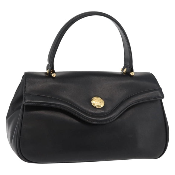 GIVENCHY Hand Bag Leather Black Gold Auth 178337A