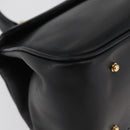 GIVENCHY Hand Bag Leather Black Gold Auth 178337A-10