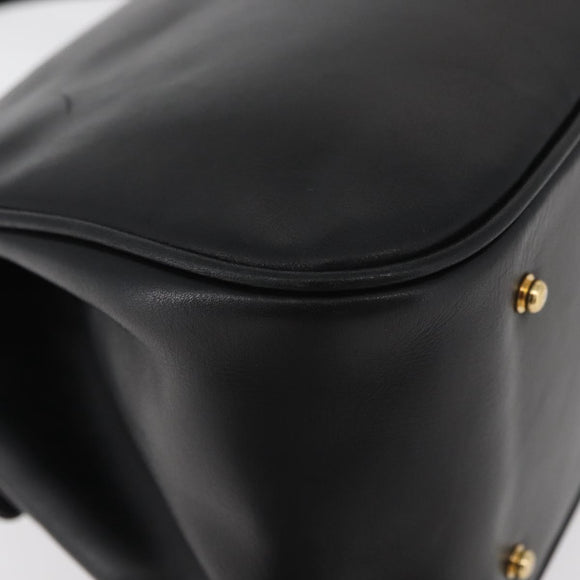 GIVENCHY Hand Bag Leather Black Gold Auth 178337A