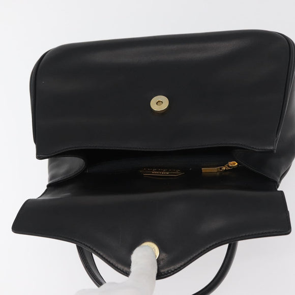 GIVENCHY Hand Bag Leather Black Gold Auth 178337A