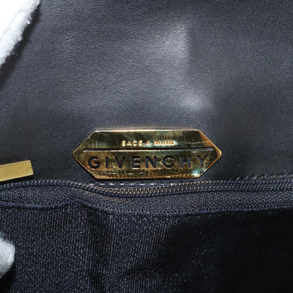 GIVENCHY Hand Bag Leather Black Gold Auth 178337A