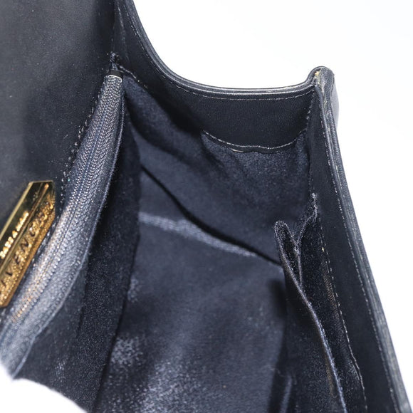 GIVENCHY Hand Bag Leather Black Gold Auth 178337A
