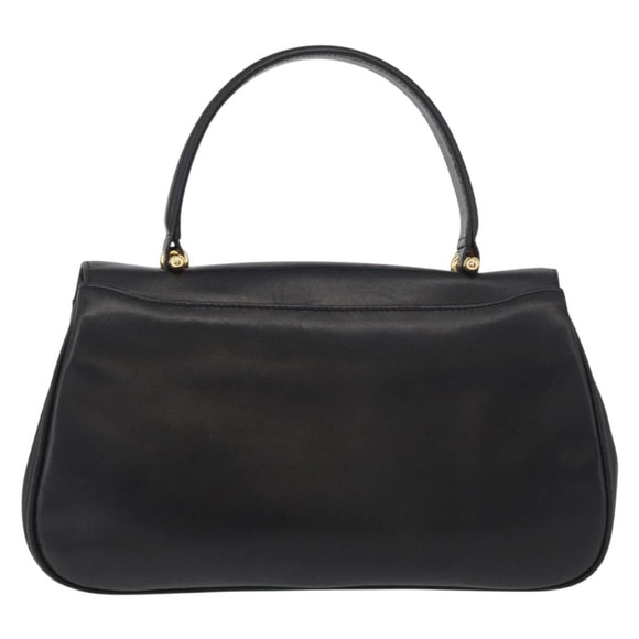GIVENCHY Hand Bag Leather Black Gold Auth 178337A