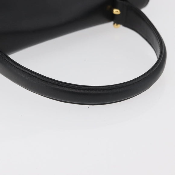 GIVENCHY Hand Bag Leather Black Gold Auth 178337A