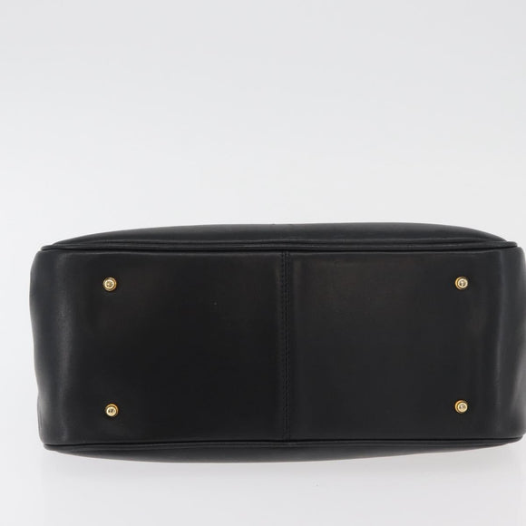 GIVENCHY Hand Bag Leather Black Gold Auth 178337A