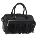 SAINT LAURENT Baby Duffel Hand Bag Leather 2way Black Silver Auth 178338-1