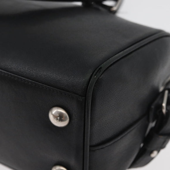 SAINT LAURENT Baby Duffel Hand Bag Leather 2way Black Silver Auth 178338