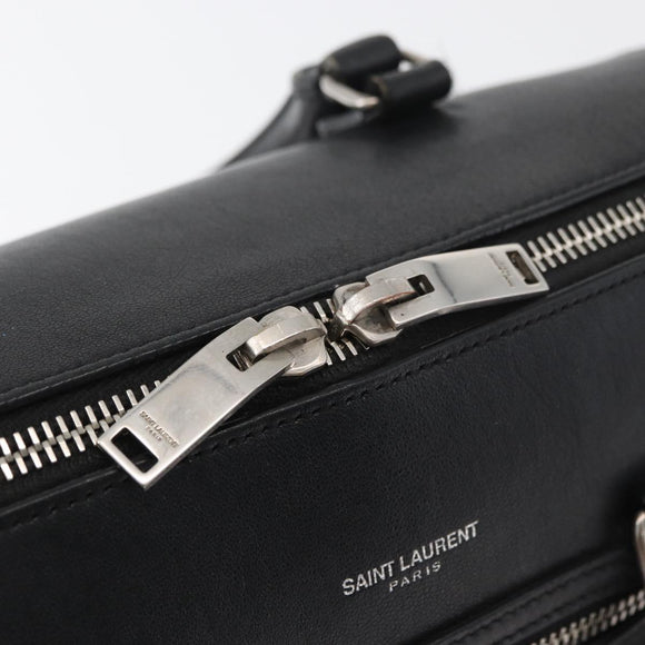 SAINT LAURENT Baby Duffel Hand Bag Leather 2way Black Silver Auth 178338