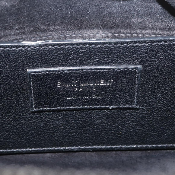 SAINT LAURENT Baby Duffel Hand Bag Leather 2way Black Silver Auth 178338