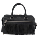 SAINT LAURENT Baby Duffel Hand Bag Leather 2way Black Silver Auth 178338-2