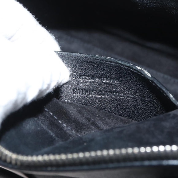 SAINT LAURENT Baby Duffel Hand Bag Leather 2way Black Silver Auth 178338