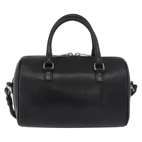 SAINT LAURENT Baby Duffel Hand Bag Leather 2way Black Silver Auth 178338