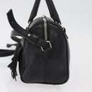 SAINT LAURENT Baby Duffel Hand Bag Leather 2way Black Silver Auth 178338-4
