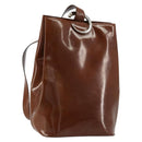 CARTIER PANTHERE Shoulder Bag Patent leather Brown Silver Auth 178367-1