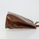 CARTIER PANTHERE Shoulder Bag Patent leather Brown Silver Auth 178367-3