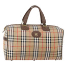 Burberrys Nova Check Boston Bag Canvas Beige Gold Auth 178369A-1