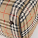 Burberrys Nova Check Boston Bag Canvas Beige Gold Auth 178369A-9