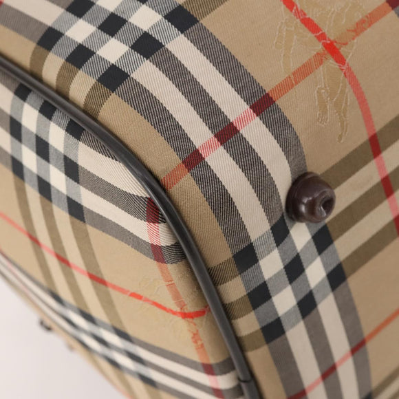 Burberrys Nova Check Boston Bag Canvas Beige Gold Auth 178369A