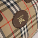 Burberrys Nova Check Boston Bag Canvas Beige Gold Auth 178369A-17