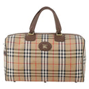 Burberrys Nova Check Boston Bag Canvas Beige Gold Auth 178369A-13