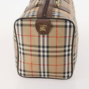 Burberrys Nova Check Boston Bag Canvas Beige Gold Auth 178369A-3