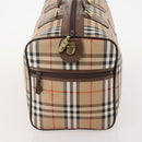 Burberrys Nova Check Boston Bag Canvas Beige Gold Auth 178369A-4