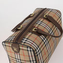 Burberrys Nova Check Boston Bag Canvas Beige Gold Auth 178369A-6