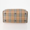 Burberrys Nova Check Boston Bag Canvas Beige Gold Auth 178369A-5