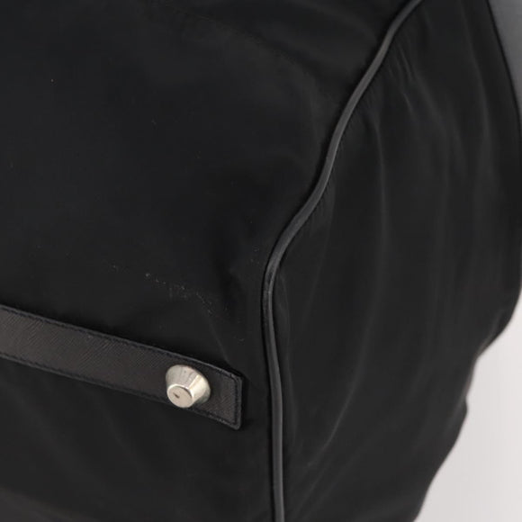 PRADA Boston Bag Nylon 2-weg Zwart Zilver Auth 178374