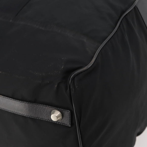 PRADA Boston Bag Nylon 2-weg Zwart Zilver Auth 178374